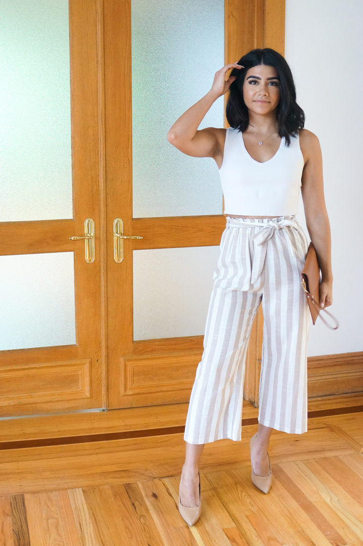 High-Waist Linen Cropped Pants - Minit Fashion