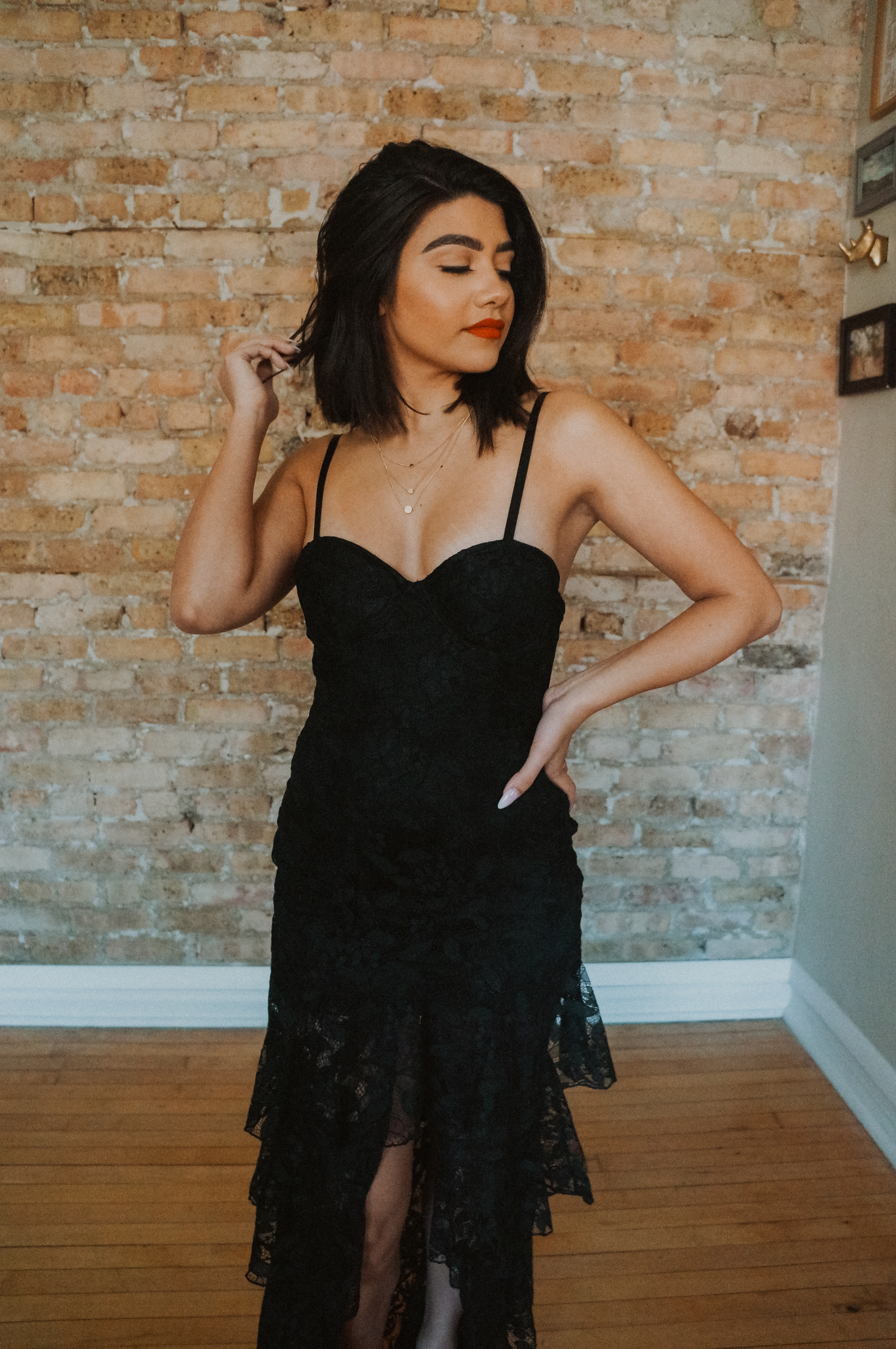 Wrapped In Lace- Black Lace and Ruffle Maxi Dress - Minit Fashion
