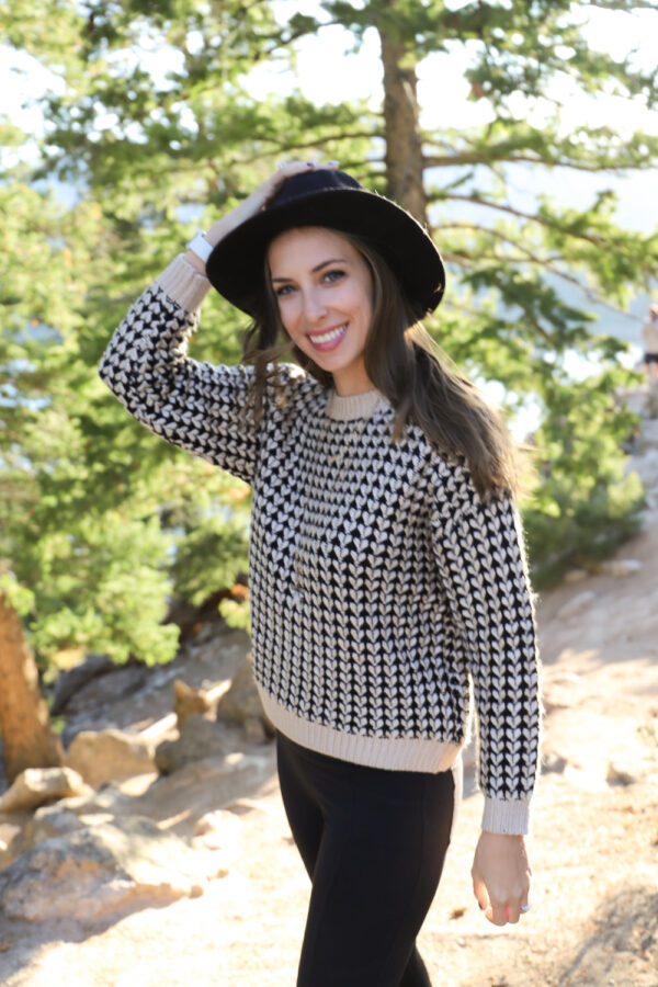 Patterned Long Sleeve Knit Sweater