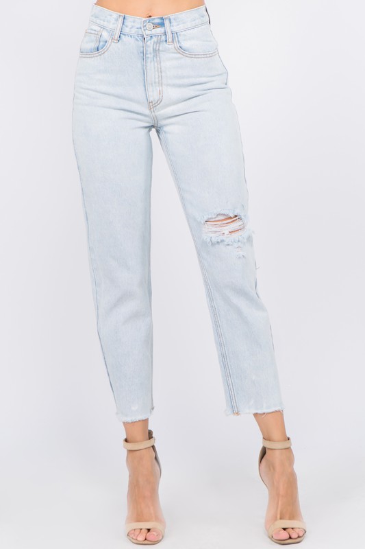 frayed jeans at bottom