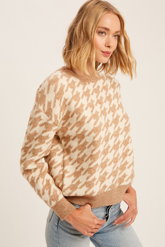 Tan houndstooth sweater