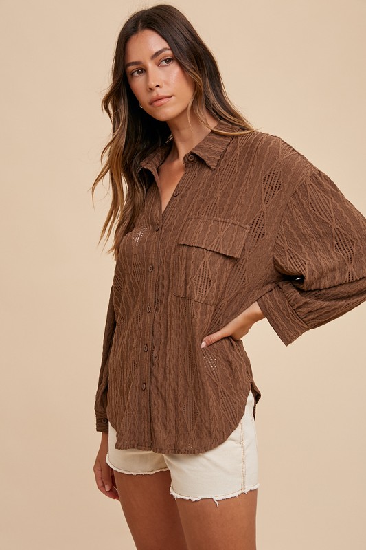 Openwork Button Down Shirt