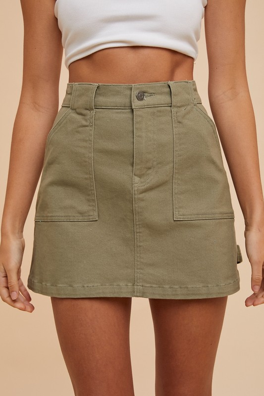 Cargo Denim Mini Skirt